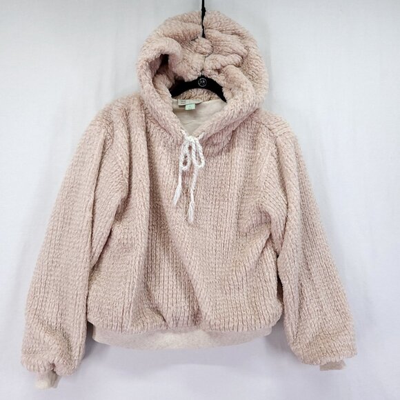 Anthropologie Saturday Sunday Nanette Sherpa Jersey Lined Hoodie Pink/Rose Size - Picture 2 of 15